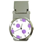 Polka Dots - Lavender Violet on White Money Clip Watch