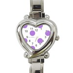 Polka Dots - Lavender Violet on White Heart Italian Charm Watch