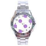 Polka Dots - Lavender Violet on White Stainless Steel Analogue Watch