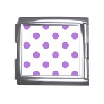 Polka Dots - Lavender Violet on White Mega Link Italian Charm (18mm)