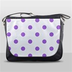 Polka Dots - Lavender Violet on White Messenger Bag
