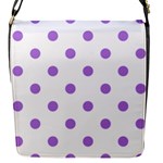 Polka Dots - Lavender Violet on White Flap Closure Messenger Bag (S)