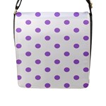Polka Dots - Lavender Violet on White Flap Closure Messenger Bag (L)