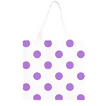 Polka Dots - Lavender Violet on White Grocery Light Tote Bag