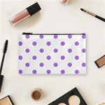 Polka Dots - Lavender Violet on White Cosmetic Bag (S)