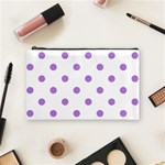 Polka Dots - Lavender Violet on White Cosmetic Bag (M)
