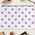 Polka Dots - Lavender Violet on White Cosmetic Bag (XXXL)