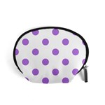 Polka Dots - Lavender Violet on White Accessory Pouch (Small)