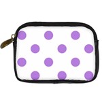 Polka Dots - Lavender Violet on White Digital Camera Leather Case