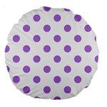 Polka Dots - Lavender Violet on White Large 18  Premium Round Cushion