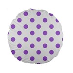 Polka Dots - Lavender Violet on White Standard 15  Premium Round Cushion