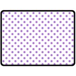 Polka Dots - Lavender Violet on White Double Sided Fleece Blanket (Large) (Two Sides)