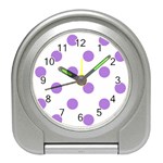 Polka Dots - Lavender Violet on White Desk Alarm Clock