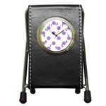 Polka Dots - Lavender Violet on White Pen Holder Desk Clock