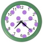 Polka Dots - Lavender Violet on White Color Wall Clock