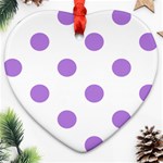 Polka Dots - Lavender Violet on White Ornament (Heart)