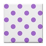 Polka Dots - Lavender Violet on White Tile Coaster