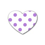 Polka Dots - Lavender Violet on White Rubber Coaster (Heart)
