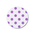Polka Dots - Lavender Violet on White Rubber Coaster (Round)