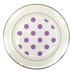 Polka Dots - Lavender Violet on White Porcelain Plate