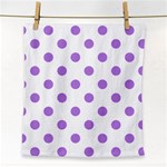 Polka Dots - Lavender Violet on White Face Towel