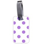 Polka Dots - Lavender Violet on White Luggage Tag (Two Sides)
