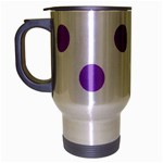 Polka Dots - Lavender Violet on White Travel Mug (Silver Gray)