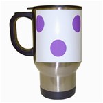 Polka Dots - Lavender Violet on White Travel Mug (White)