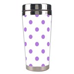 Polka Dots - Lavender Violet on White Stainless Steel Travel Tumbler