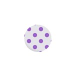 Polka Dots - Lavender Violet on White 1  Mini Button