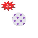 Polka Dots - Lavender Violet on White 1  Mini Button (10 pack)