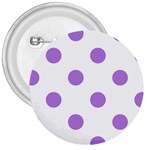 Polka Dots - Lavender Violet on White 3  Button