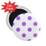 Polka Dots - Lavender Violet on White 2.25  Magnet (100 pack)
