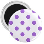 Polka Dots - Lavender Violet on White 3  Magnet