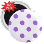 Polka Dots - Lavender Violet on White 3  Magnet (100 pack)