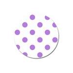 Polka Dots - Lavender Violet on White Magnet 3  (Round)