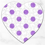Polka Dots - Lavender Violet on White Jigsaw Puzzle (Heart)