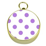 Polka Dots - Lavender Violet on White Gold Compass