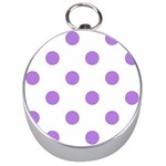 Polka Dots - Lavender Violet on White Silver Compass
