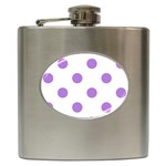 Polka Dots - Lavender Violet on White Hip Flask (6 oz)