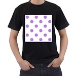 Polka Dots - Lavender Violet on White Men s T-Shirt (Black)