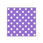 Polka Dots - White on Dark Pastel Purple Satin Bandana Scarf