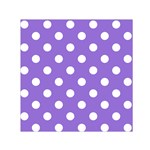 Polka Dots - White on Dark Pastel Purple Small Satin Scarf  (Square)