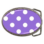Polka Dots - White on Dark Pastel Purple Belt Buckle