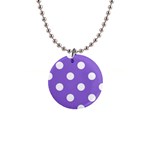 Polka Dots - White on Dark Pastel Purple 1  Button Necklace