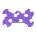 Polka Dots - White on Dark Pastel Purple Dog Tag Bone (Two Sides)