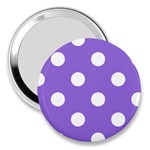 Polka Dots - White on Dark Pastel Purple 3  Handbag Mirror