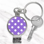 Polka Dots - White on Dark Pastel Purple Nail Clippers Key Chain