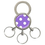 Polka Dots - White on Dark Pastel Purple 3-Ring Key Chain