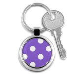 Polka Dots - White on Dark Pastel Purple Key Chain (Round)